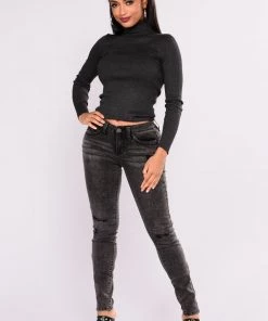 Fashion Nova Tara Turtle Neck Sweater - Charcoal Teddies & Babydolls