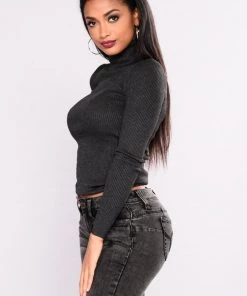 Fashion Nova Tara Turtle Neck Sweater - Charcoal Teddies & Babydolls