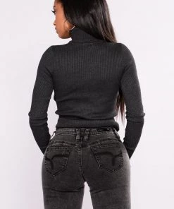 Fashion Nova Tara Turtle Neck Sweater - Charcoal Teddies & Babydolls
