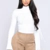 Fashion Nova Next To Me Mock Neck Sweater - Off White Teddies & Babydolls