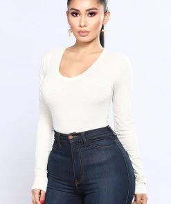 Fashion Nova Teddies & Babydolls Your Everyday Long Sleeve Tee - Oatmeal