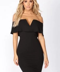 Fashion Nob DRESSES Lyla Off Shoulder Dress - Black 10 Fashion Nob DRESSES Lyla Off Shoulder Dress - Black
