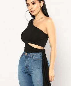 Fashion Nova Heart Holder One Shoulder Top - Black 13 Fashion Nova Heart Holder One Shoulder Top - Black
