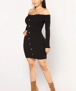 Fashion Nob Jacklyn Off Shoulder Mini Dress - Black