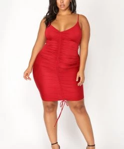 Fashion Nob Shanghai Ruched Dress - Burgundy Influencer Looks