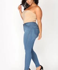 Mysite New Today Classic Mid Rise Skinny Jeans - Medium Blue Wash