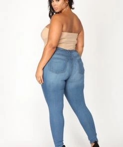 Mysite New Today Classic Mid Rise Skinny Jeans - Medium Blue Wash