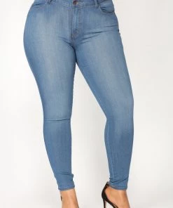 Mysite New Today Classic Mid Rise Skinny Jeans - Medium Blue Wash