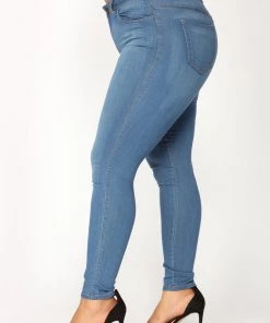 Mysite New Today Classic Mid Rise Skinny Jeans - Medium Blue Wash