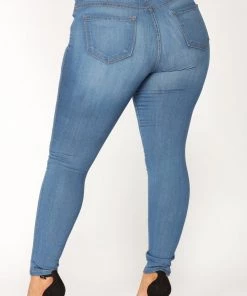 Mysite New Today Classic Mid Rise Skinny Jeans - Medium Blue Wash