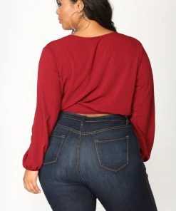 Fashion Nova Office Babe Little White Lies Top - Burgundy