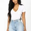 Fashion Nova New Today Tell Me Baby V Neck Bodysuit - White