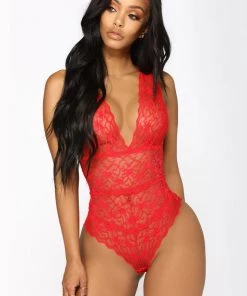 Fashion Nob Send My Love Lace Teddy - Red Influencer Looks