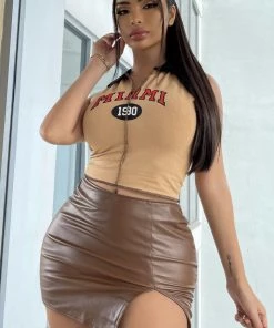 Fashion Nova Best Sellers Flame In Your Heart Skirt - Chocolate