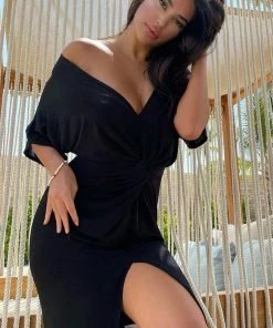 Fashion Nob Full Grown Knot Dress - Black