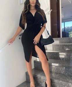 Fashion Nob Full Grown Knot Dress - Black