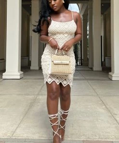 Mysite New Today Hot Oasis Crochet Mini Dress - Cream
