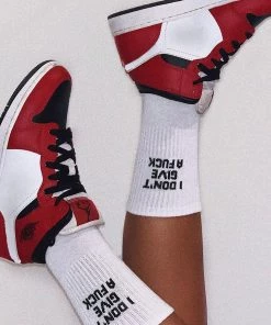 Fashion Nova I Don't Give A Fuck Socks - White/Black Best Sellers