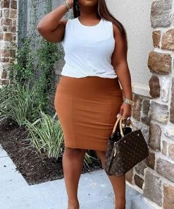 Fashion Nova Best Sellers I See You Looking Super High Waist Skirt - Camel
