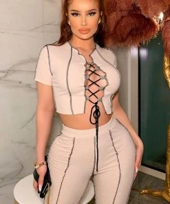 Fashion Nova It's A Vibe Pant Set - Nude SETS