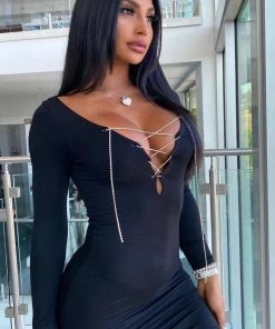 Fashion Nova Let It Out Mini Dress - Black