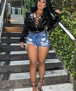 Fashion Nob Influencer Looks Light A Few Candles Lace Teddy - Black