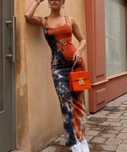 Mysite New Today Living In A Dream Tie Dye Maxi Dress - Black/combo