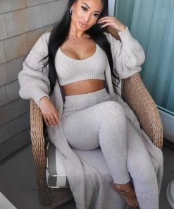 Fashion Nova Living In It 3 Piece Legging Set - Taupe