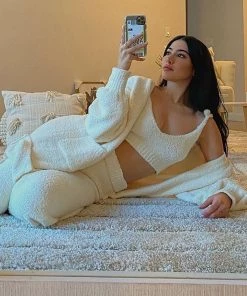 Fashion Nova Living In It Cozy 3 Piece Pant Set - Ivory Influencer Looks