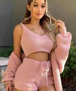 Fashion Nova Living In It Cozy 3 Piece Set - Pink