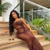 Fashion Nova Best Sellers MTS Feeling Summer Heat Mesh Cover Up Dress - Chocolate