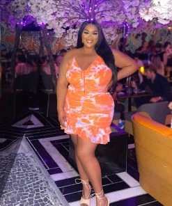 Mysite New Today Margot Ruched Mini Dress - Orange/combo