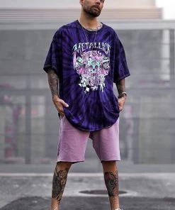 Mysite New Today Metallica Nor Cal Tie Dye Short Sleeve Tee - Black/Combo