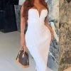 Mysite Misty Bandage Midi Dress - White DRESSES