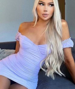 Mysite Morgan Mesh Mini Dress - Lavender New Today