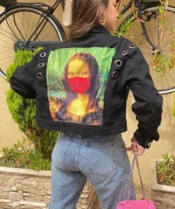 Fashion Nob Mouth Shut Denim Jacket - Black Teddies & Babydolls