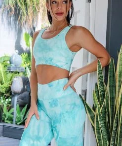 Fashion Nova My Energy Tie Dye Active Legging - Teal