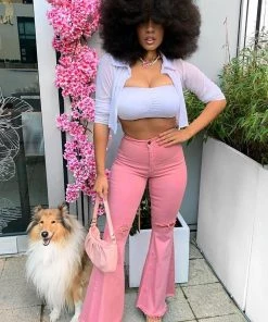 Fashion Nova Mystery Solved Extreme Bell Bottom Jeans - Blush