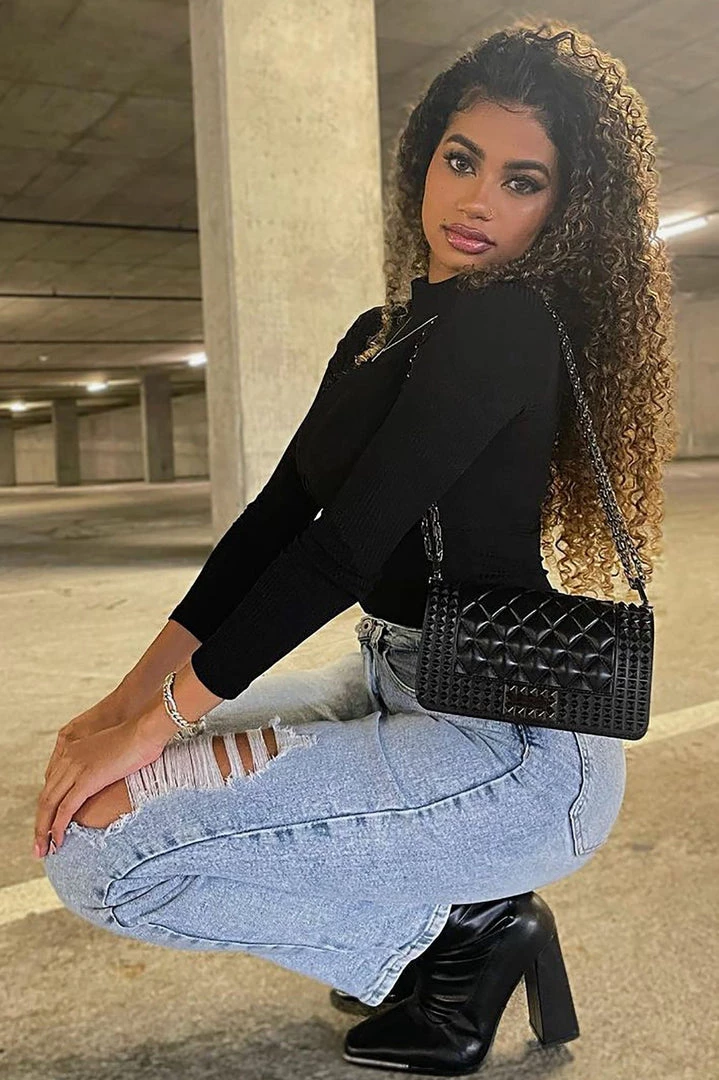 Fashion Nova Natalia Rubber Studded Bag - Black 1 Fashion Nova Natalia Rubber Studded Bag - Black