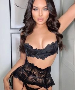 Fashion Nob Never Ending Love Lace Garter 3 Piece Set - Black