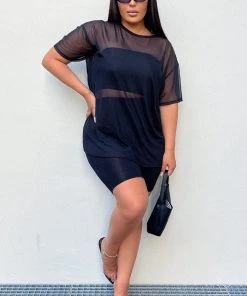 Mysite Nice And Clear 3 Piece Biker Short Set - Black New Today