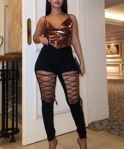 Mysite Nicola High Rise Lace Up Skinny Jeans - Black