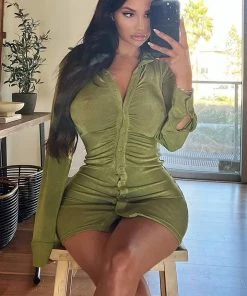 Fashion Nob Nights To Remember Shirt Dress - Green