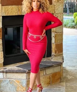 Fashion Nob DRESSES Not Over You Yet Sweater Dress - Red