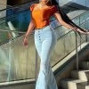 Fashion Nova Not So Common Distressed Flare Jean- Light Wash