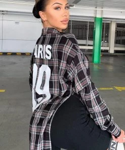 Fashion Nova Paris Plaid Maxi Top - Black/White