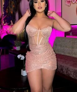 Mysite Petite Always & Forever Sequin Mini Dress - Mauve