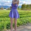 Mysite Petite Mixed Emotions Satin Mini Dress - Purple