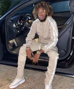 Fashion Nova Post Track Jacket - Stone/White