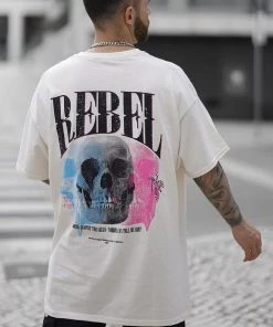 Mysite Rebel Short Sleeve Tee - Beige Influencer Looks